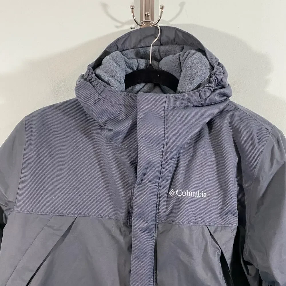 Columbia Youth Grey Omni-Tech Omni Heat Waterproof Breathable Hooded Jacket Sz L